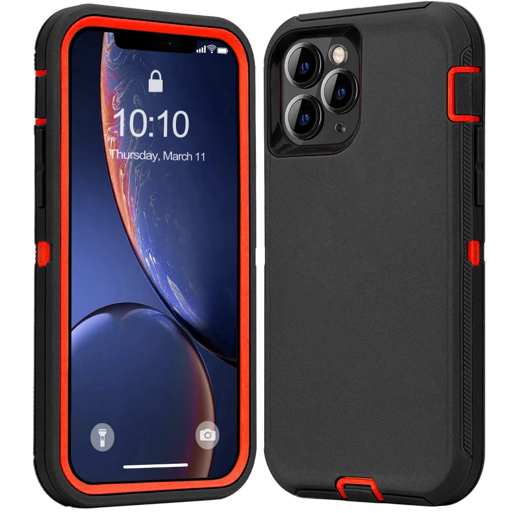 3 في 1 حافظة شديدة التحمل مقاومة للصدمات والغبار لهاتف آيفون 15 14 13 12 11 16Pro MAX MINI XSMAX XR X XS SE 6 7 8 PLUS