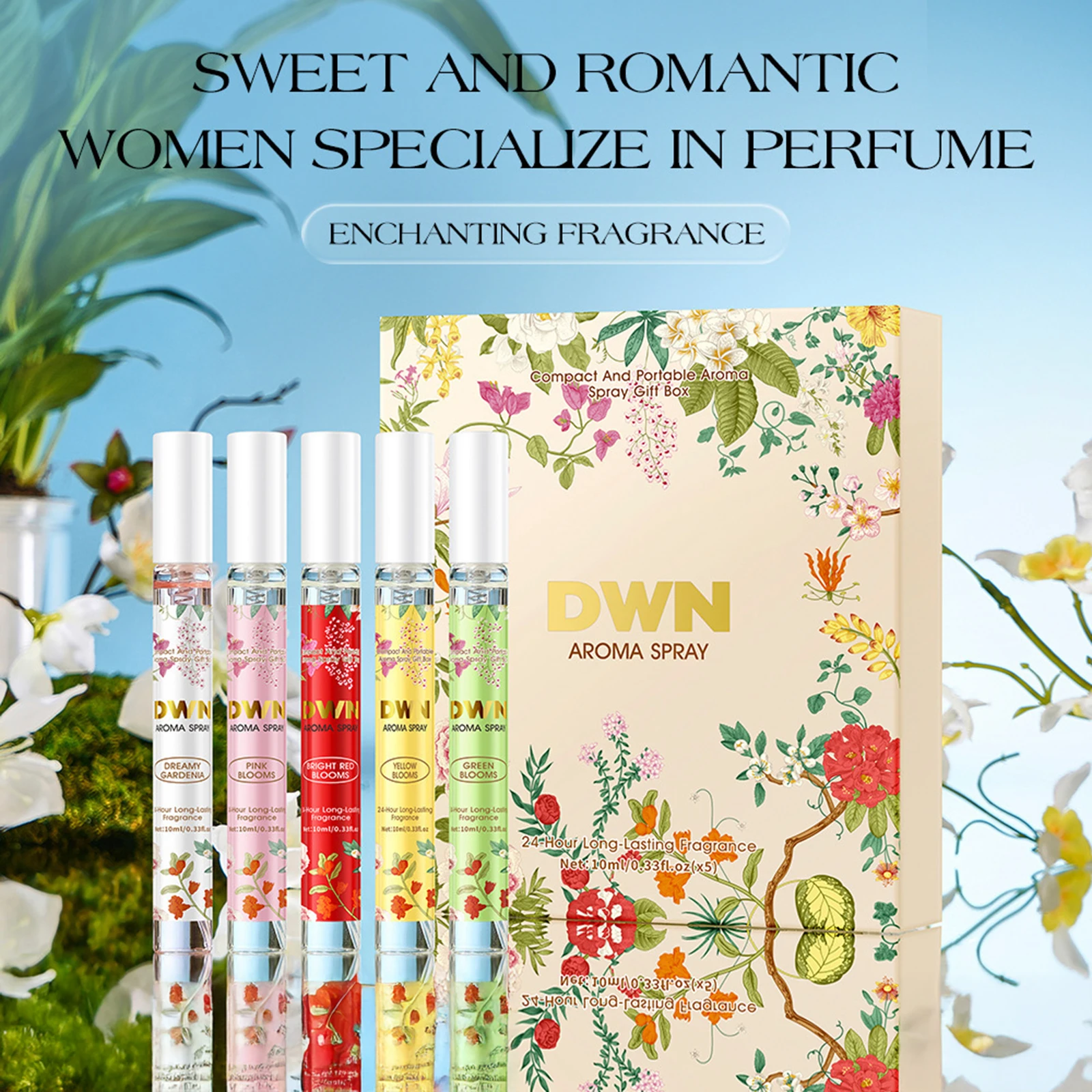 5 قطعة مجموعة هدايا عطر الزهور أنيقة سحر العطر رذاذ طويل الأمد للنساء الرجال فرمون رومانسي 10 مللي