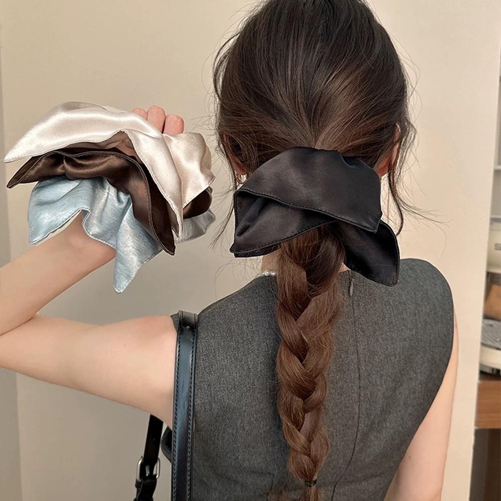 الكورية الحرير الحرير مربع Scrunchies بلون العصابات الشعر الأنيقة النساء الفتيات ذيل حصان حامل العلاقات الشعر الفرنسية إكسسوارات الشعر