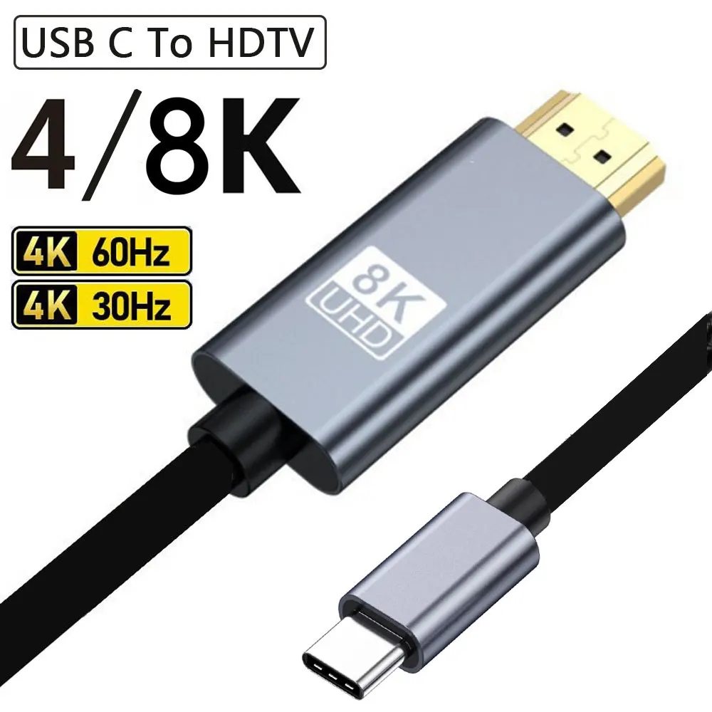 4K 60 هرتز 30 هرتز USB C إلى HDMI كابل متوافق نوع C محول HDTV محول كابل آيفون 15 ماك بوك اير باد سامسونج المحمول