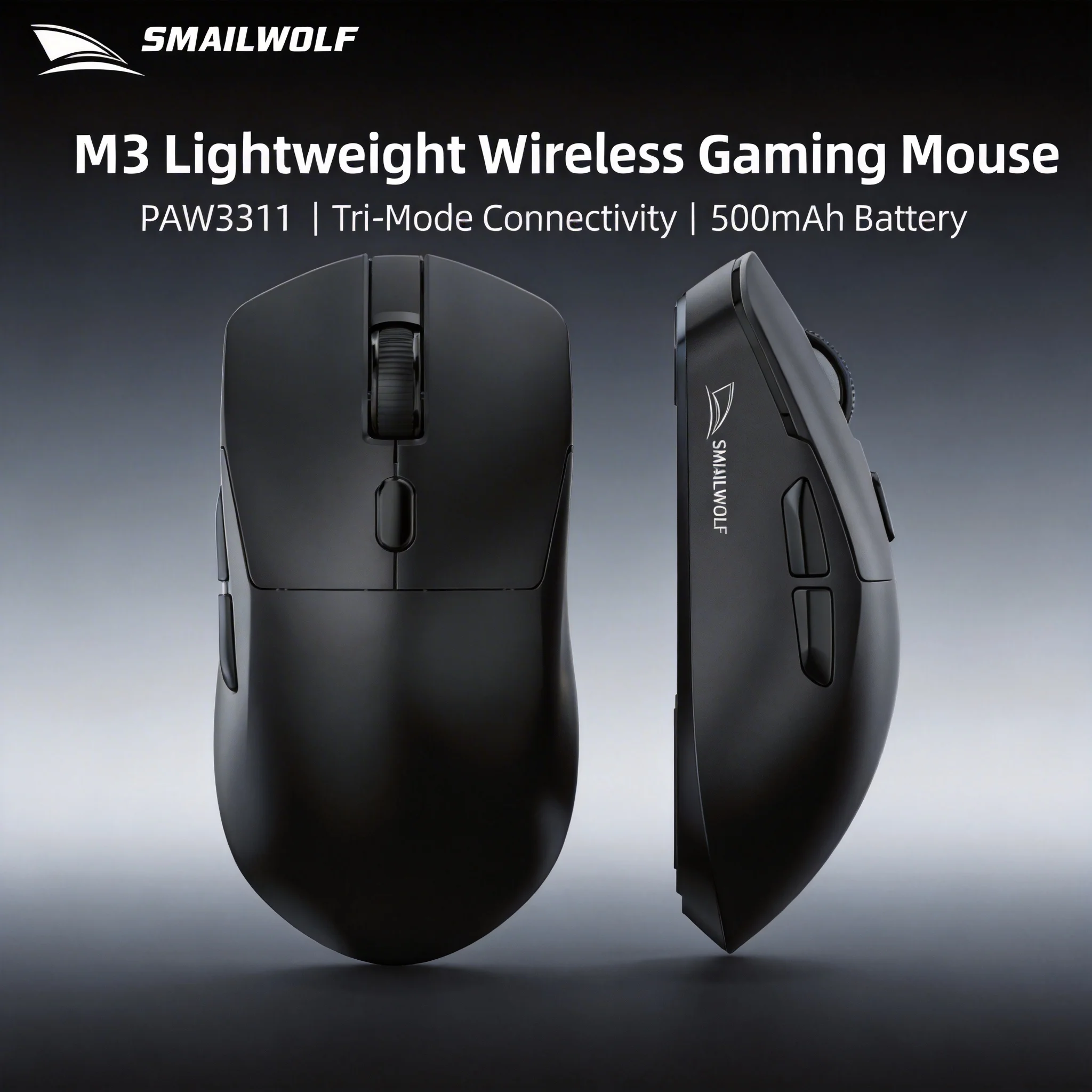 ماوس SMAILWOLF M3 PRO لاسلكي بتقنية البلوتوث ثلاثي الأوضاع للألعاب الإلكترونية، مناسب لأجهزة الكمبيوتر المحمولة والمكتبية، مع مستشعر PAW3311، سلكي، خفيف الوزن، مثالي للألعاب القتالية (FPS)
