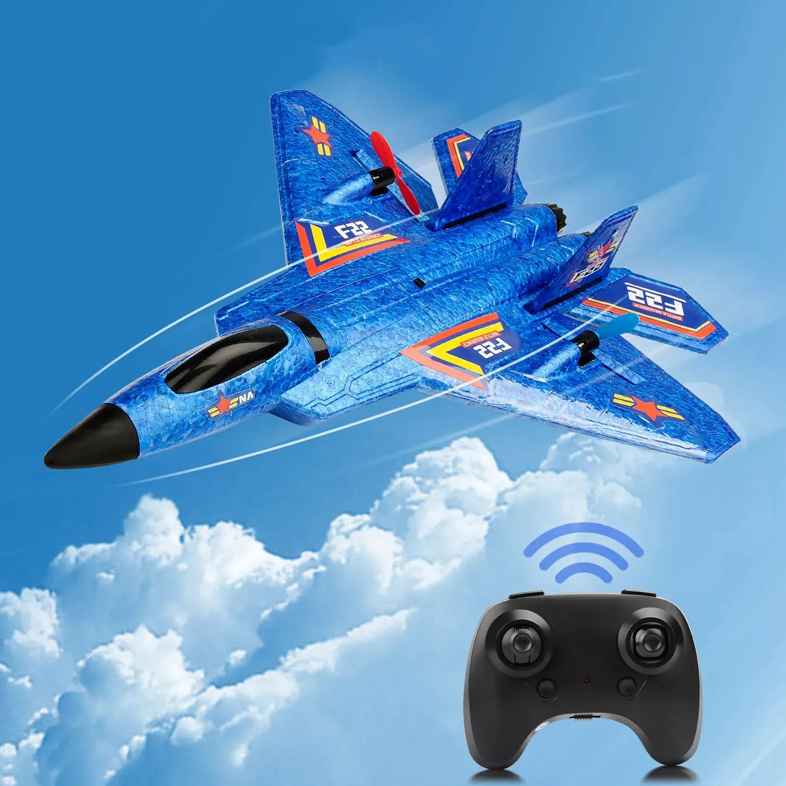 طائرة شراعية F22 Raptor ، طائرة شراعية بتحكم عن بعد 2ch مع أضواء LED من فوم EPP ألعاب للأطفال