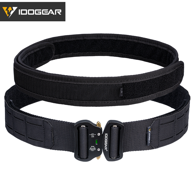 حزام تكتيكي من IDOGEAR بعرض 2 بوصة مع حزام داخلي بعرض 1.75 بوصة، مشبك معدني سريع الفتح، حزام رجالي بتقنية MOLLE مقطوع بالليزر 3415