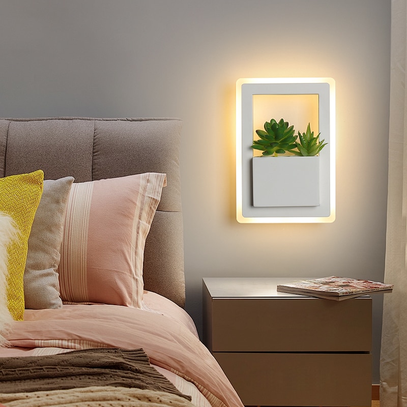 مصباح حائطي حديث بتقنية LED أبيض اللون مع مصباح حائطي LED للنبات لغرفة النوم غرفة المعيشة مصباح حائطي على الحائط