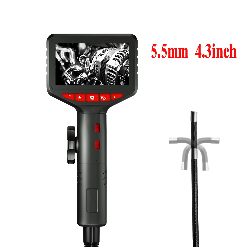 5.5 مللي متر اتجاهين توضيح Borescope 1080P HD كاميرا المنظار القابلة للتوجيه مع 4.3 بوصة شاشات كريستال بلورية لكاميرا السيارة محرك الحائط
