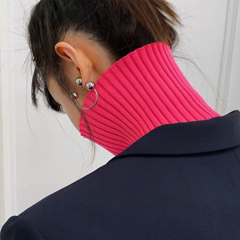 أقراط دائرية معدنية أنيقة وعصرية بتصميم كرة متدلية للنساء، إكسسوارات مجوهرات