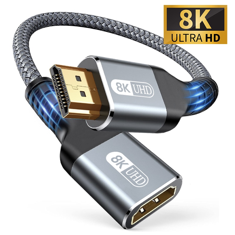 محول موسع HDMI 8K كابل من الذكور إلى الإناث HDMI 8K @ 60Hz 4K @ Hz موسع لـ Roku TV PS5 HDTV blu-ray