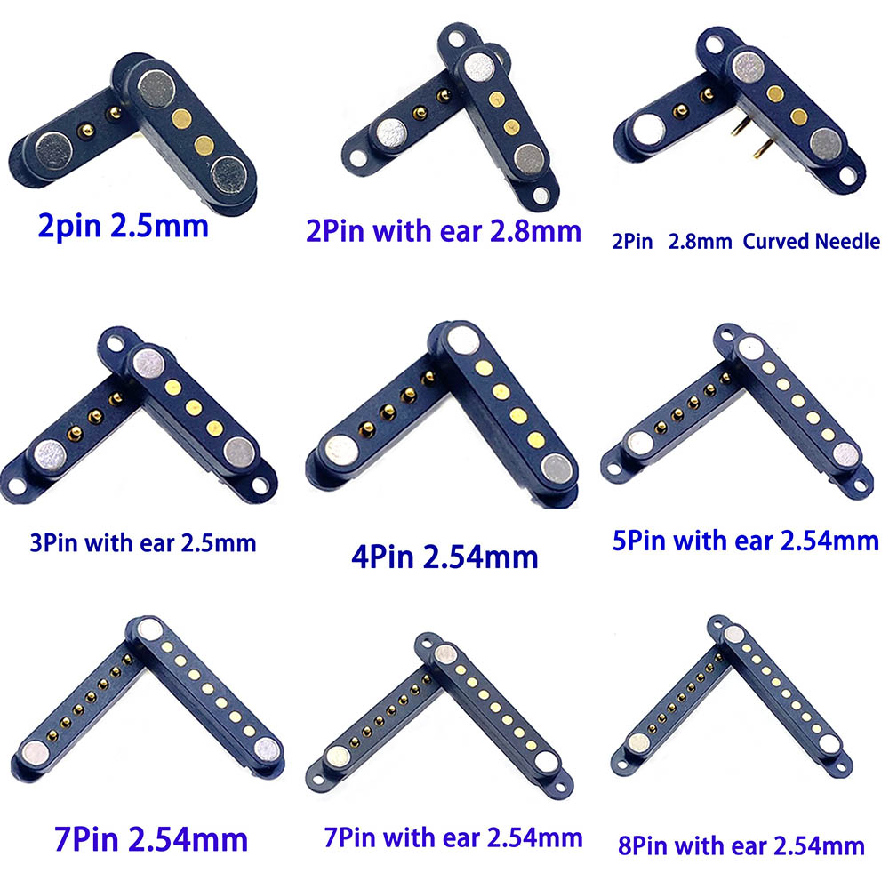 2A تيار مستمر المغناطيسي بوجو دبوس موصل 2Pin 3Pin 4Pin 5Pin7Pin Pogopin ذكر أنثى تباعد 2.5/2.80 مللي متر الربيع تحميل تيار مستمر مقبس الطاقة