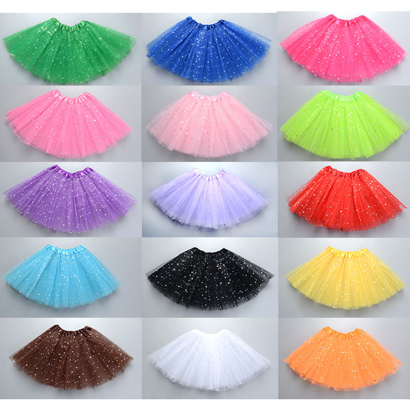 أطفال طفل ستار بريق الرقص توتو تنورة لفتاة الترتر 3 طبقات تول طفل pettiskirt الأطفال الشيفون 2-8T