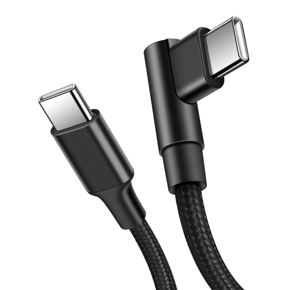 0.25 متر/0.5 متر/1 متر/2 متر/3 متر 90 درجة الكوع النايلون مضفر شاحن سريع الكوع USB C إلى نوع C الحبل كابل آيفون 15 16 سامسونج Xiaomi