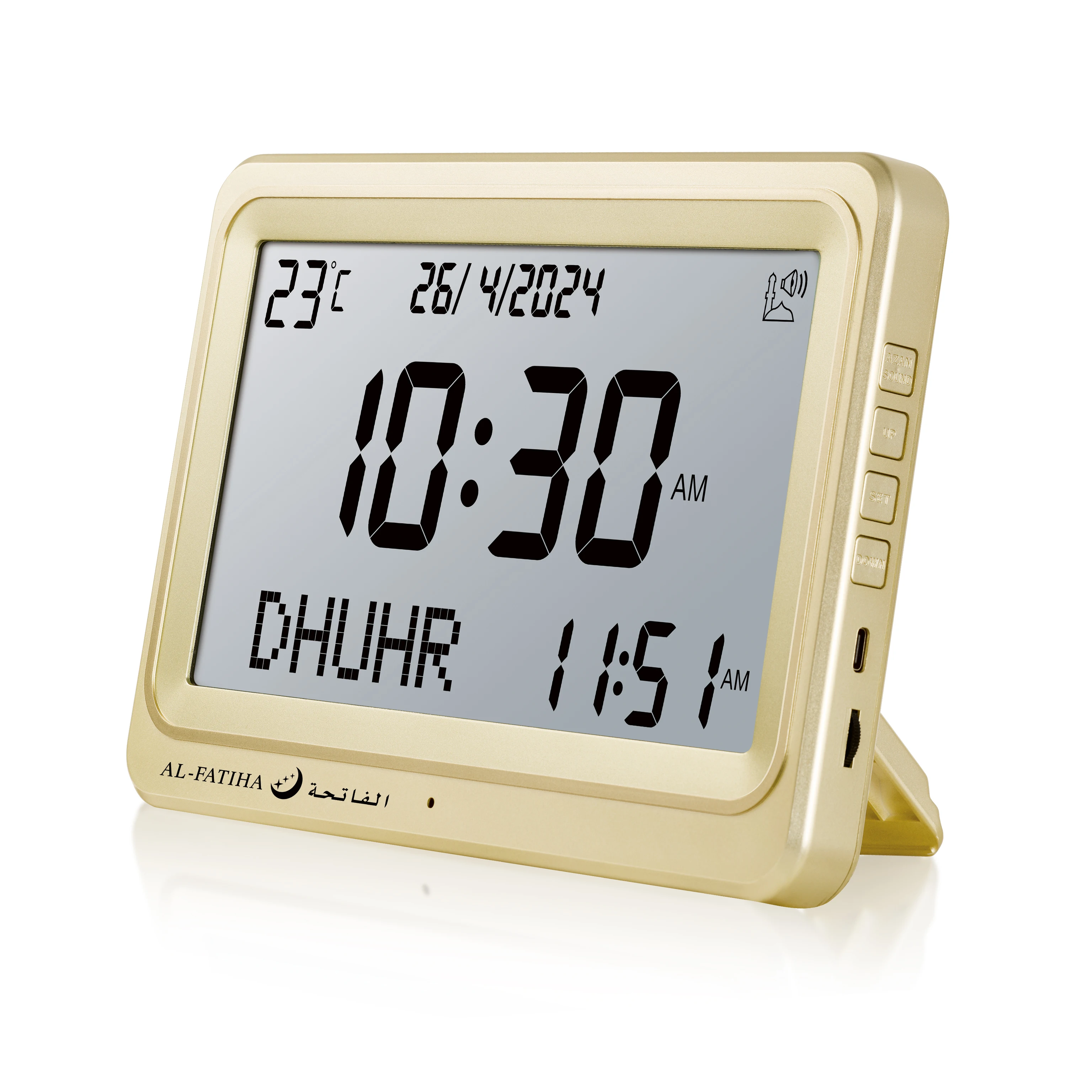 AL FATIHA Desk Wall LCD ساعة الأذان الصلاة AL Fajr Time تقويم Hijri لتزيين المنزل هدية رمضان