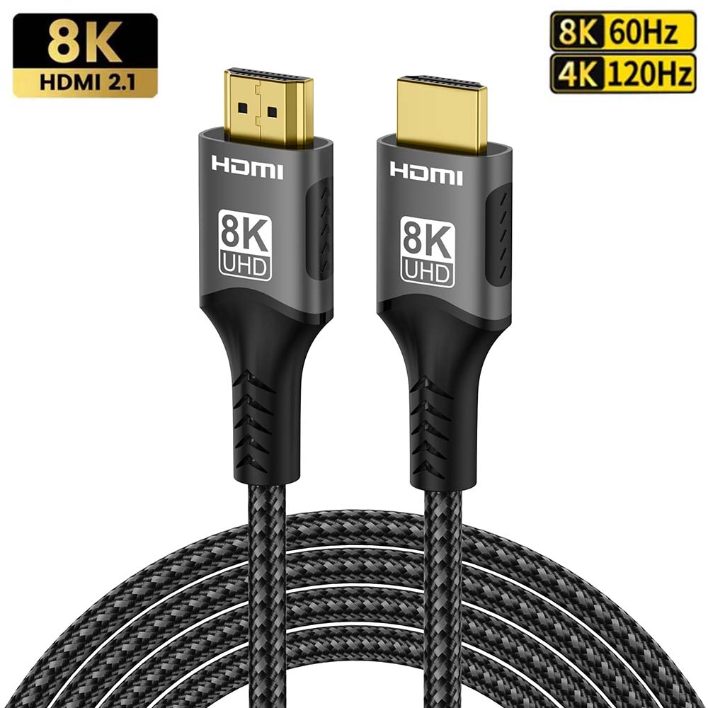 8K HDMI-متوافق 2.1 كابل 8K @ 60 هرتز 48 جيجابت في الثانية ARC HDCP فائق السرعة HDR لكابل الفيديو RTX الكمبيوتر المحمول العارض 4K @ 120 هرتز HD TV