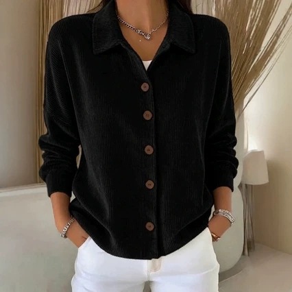 سترة نسائية طويلة الأكمام بالزر