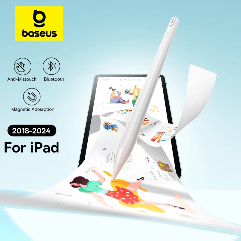 قلم Baseus 3rd Gen بلوتوث لرفض راحة اليد لقلم Apple متوافق مع iPad pro Mini Air 2024 2022-2018 لقلم Apple