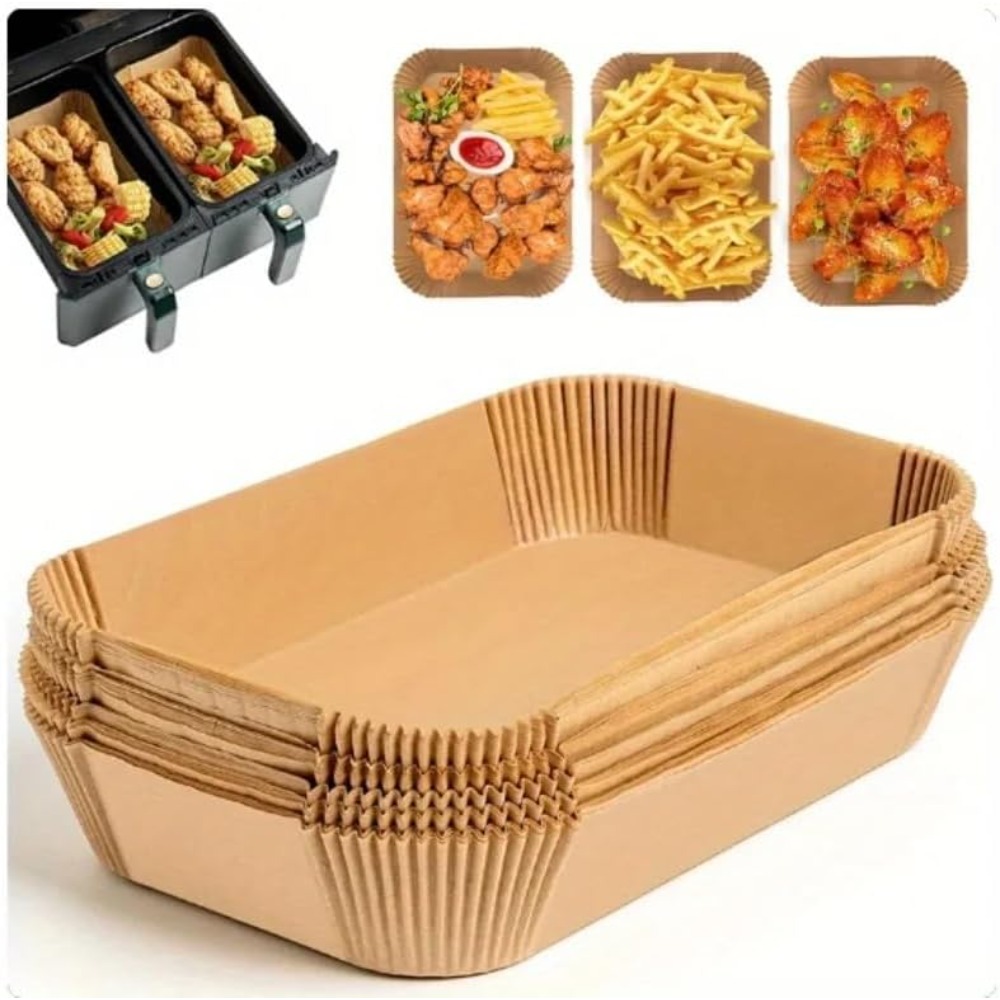 50/100 قطعة مقلاة هوائية للاستعمال مرة واحدة ورقة مستطيلة المطبخ الخبز Airfryer حصيرة Oilproof مايكرو موجة الشواء الخبز ورقة الملحقات