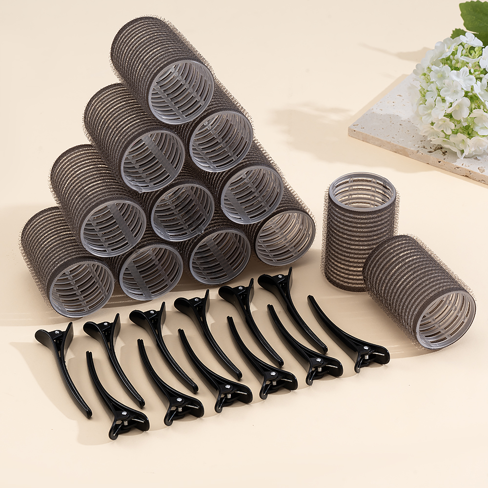 24 قطعة/المجموعة الذاتي قبضة بكرات شعر لا الحرارة مشبك شعر بكرو حرارة تجعيد الشعر الانفجارات الشعر حجم خطاف ذاتي اللصق أدوات التصميم