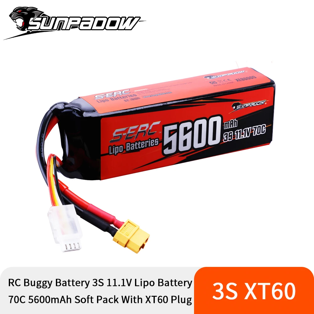 بطارية Sunpadow 3S 6S LiPo لـ 5600mAh 6700mAh 70C مع XT60 XT90 مع مركبات RC سيارة شاحنة خزان قارب تروجي عربات التي تجرها الدواب