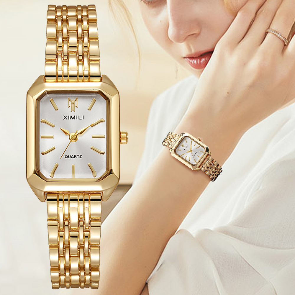 ساعات نسائية فاخرة موضة مستطيلة السيدات سوار فولاذي ساعة كوارتز Reloj Mujer Relogio Feminino بنات ساعة هدية
