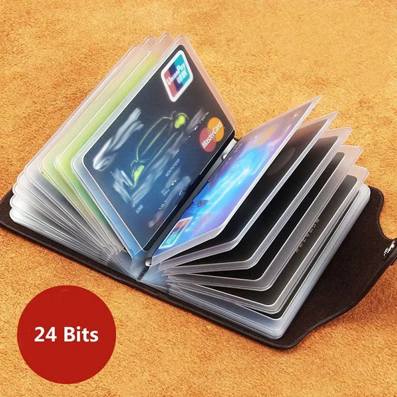 حامل بطاقة الأعمال مكافحة سرقة معرف حامل بطاقة الائتمان موضة المرأة 24 بطاقة سليم بولي Leather حافظة جيب جلدية محفظة نسائية للعملات المعدنية المحفظة