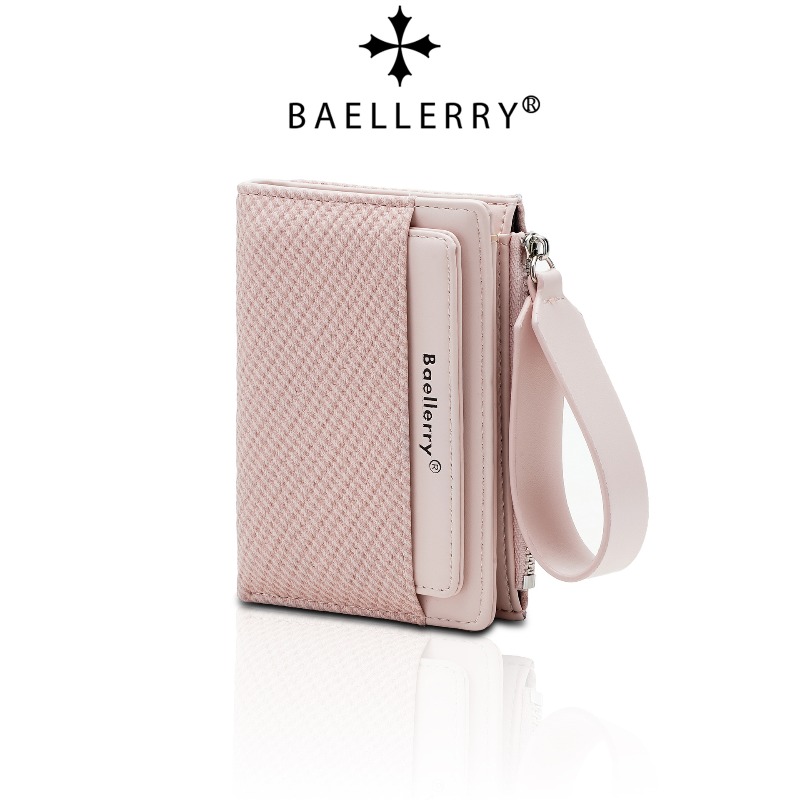 محفظة نسائية قصيرة من Baellerry بتصميم عصري مع سحاب وحامل عملات معدنية وفتحات متعددة للبطاقات