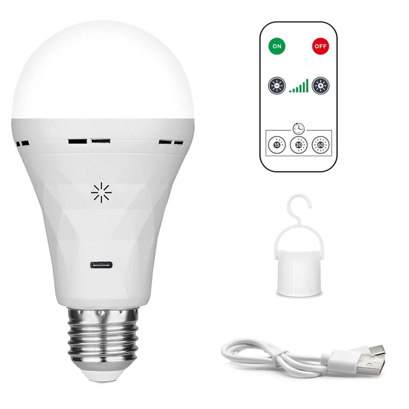 لمبة LED USB e27، لمبة إضاءة قابلة لإعادة الشحن، بطارية ذكية، تحكم باللمس، مصابيح LED قابلة للتعتيم مع توقيت