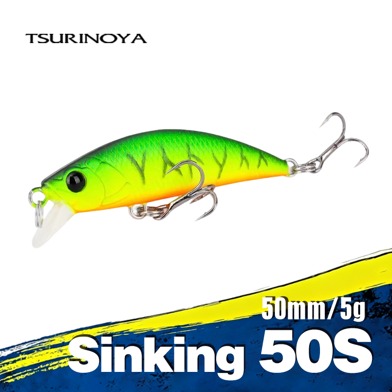 TSURINOYA 50 مللي متر 5 جرام غرق طعوم صيد سمك البلمة الدخيل 50S سمك السلمون المرقط الاصطناعي Jerkbait الطعم الثابت بايك المتذبذب تيار cranbait