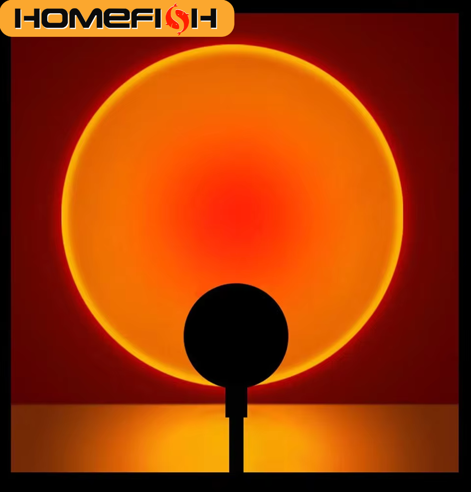 مصباح إسقاط ضوئي LED من HOMEFISH بتأثير غروب الشمس، إضاءة مزاجية USB لغرفة النوم وغرفة المعيشة والتصوير وديكور الجدران وحفلات أعياد الميلاد
