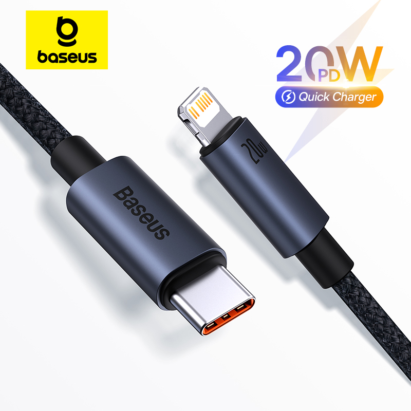Baseus كابل USB آيفون 13 12 11 برو ماكس آيفون كابل يو اس بي شحن سريع آيفون X XR 8 USB نوع C إلى كابل البرق