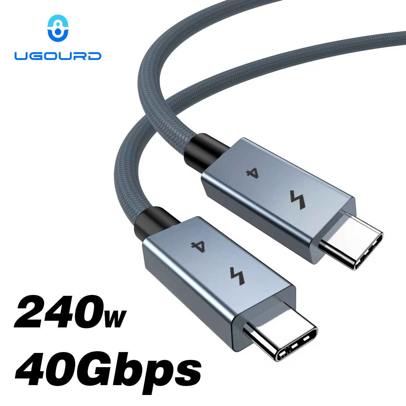 كابل UGOURD USB C Thunderbolt 4 بسرعة 40 جيجابت في الثانية، كابل USB4 من النوع C إلى C بقدرة 240 واط للشحن السريع، متوافق مع Thunderbolt3 لأجهزة EGPU وSSD وiPad وMacBook Air
