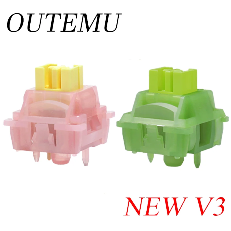 Outemu صامت الخوخ V3 التبديل Lubed الليمون الصامت V3 مفاتيح لوحة المفاتيح الميكانيكية الخطي اللمس 5Pin الفقرة محور التبديل الساخن