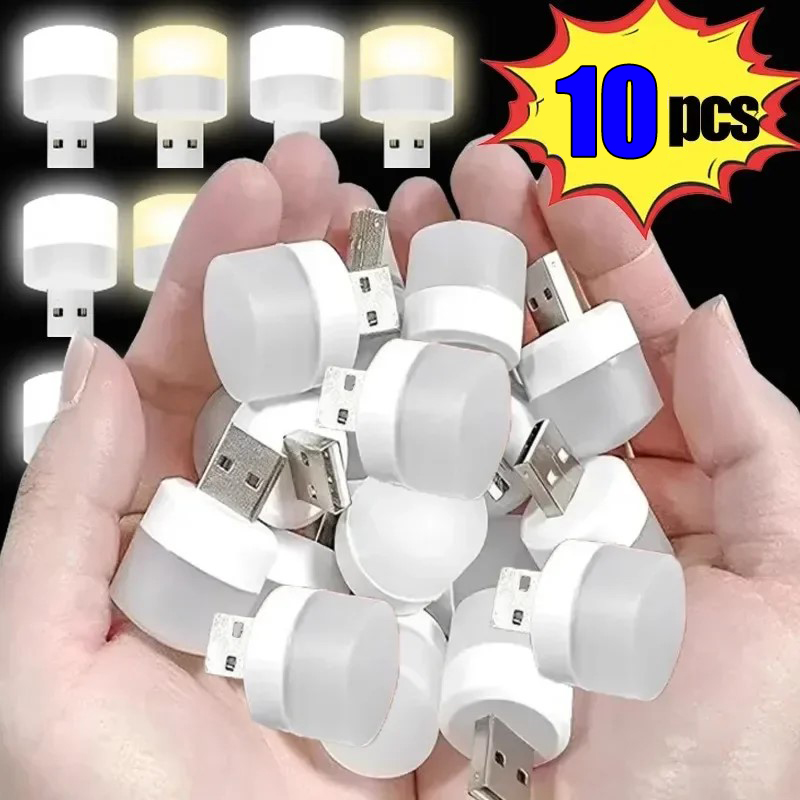 10/1 قطعة USB ضوء الليل LED صغير ضوء الليل USB التوصيل مصباح قوة البنك شحن USB كتاب أضواء جولة القراءة حماية العين مصباح