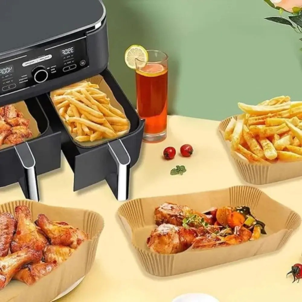 المتاح الهواء المقلاة ورقة 50/100 قطعة مستطيل المطبخ الخبز Airfryer حصيرة Oilproof مايكرو موجة الشواء الخبز ورقة الملحقات