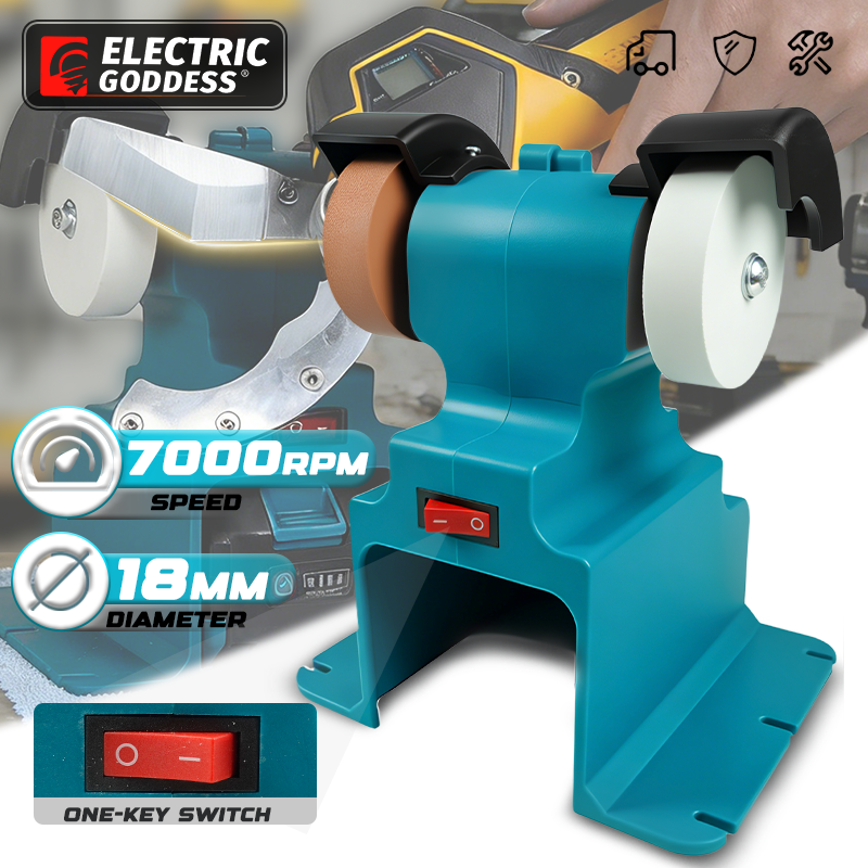 مطحنة كهربائية لاسلكية بقوة 200 واط من Electric Goddess تعمل ببطارية ماكيتا 18 فولت ﻿ حجر تلميع وشحذ مزدوج للسكاكين