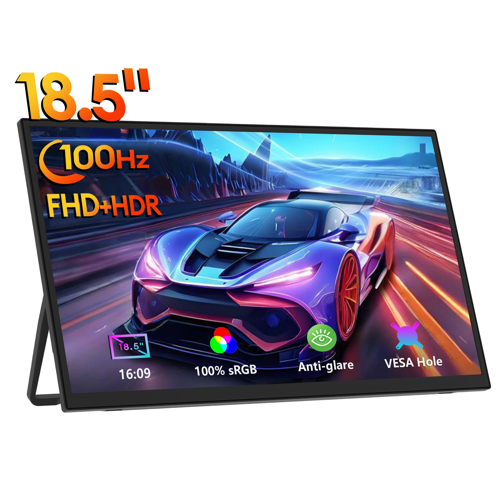 شاشة ZEUSLAP مقاس 18.5 بوصة 1920*1080P 100 هرتز HDMI Type C للألعاب المحمولة للهاتف، NS، PS5، XBOX، PC، شاشة تمديد الكمبيوتر المحمول