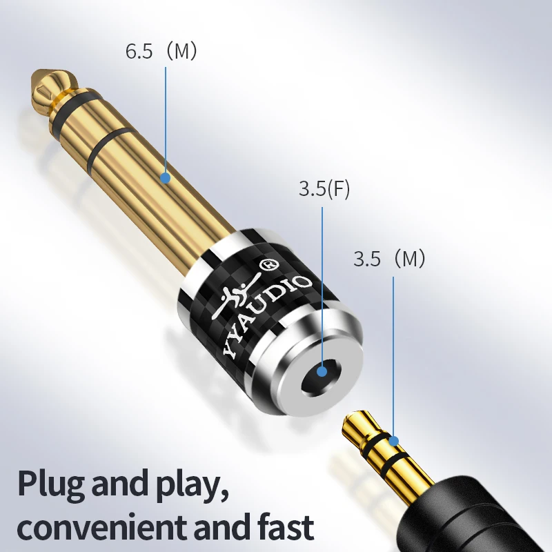 محول صوت ستيريو YYAUDIO من 6.5 ملم ذكر إلى 3.5 ملم أنثى للسماعات ومضخمات الصوت والجيتار