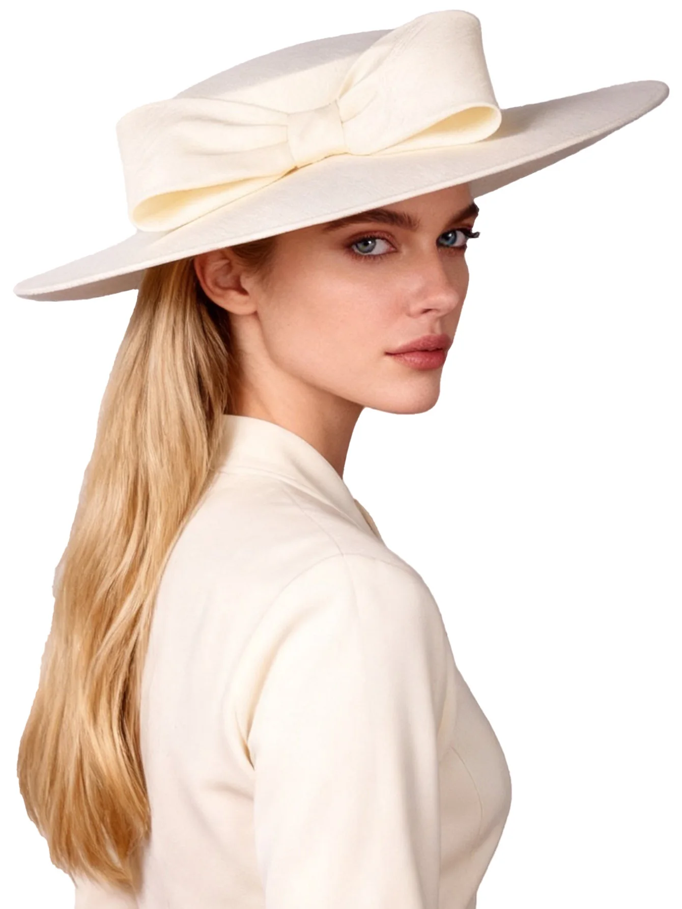 واسعة حافة الكنيسة قطع زينة القبعات للنساء سيدة كبيرة Bowknot قبعة كنتاكي الرسمية الزفاف الشاي حفلة قمة مسطحة قبعة فيدورا