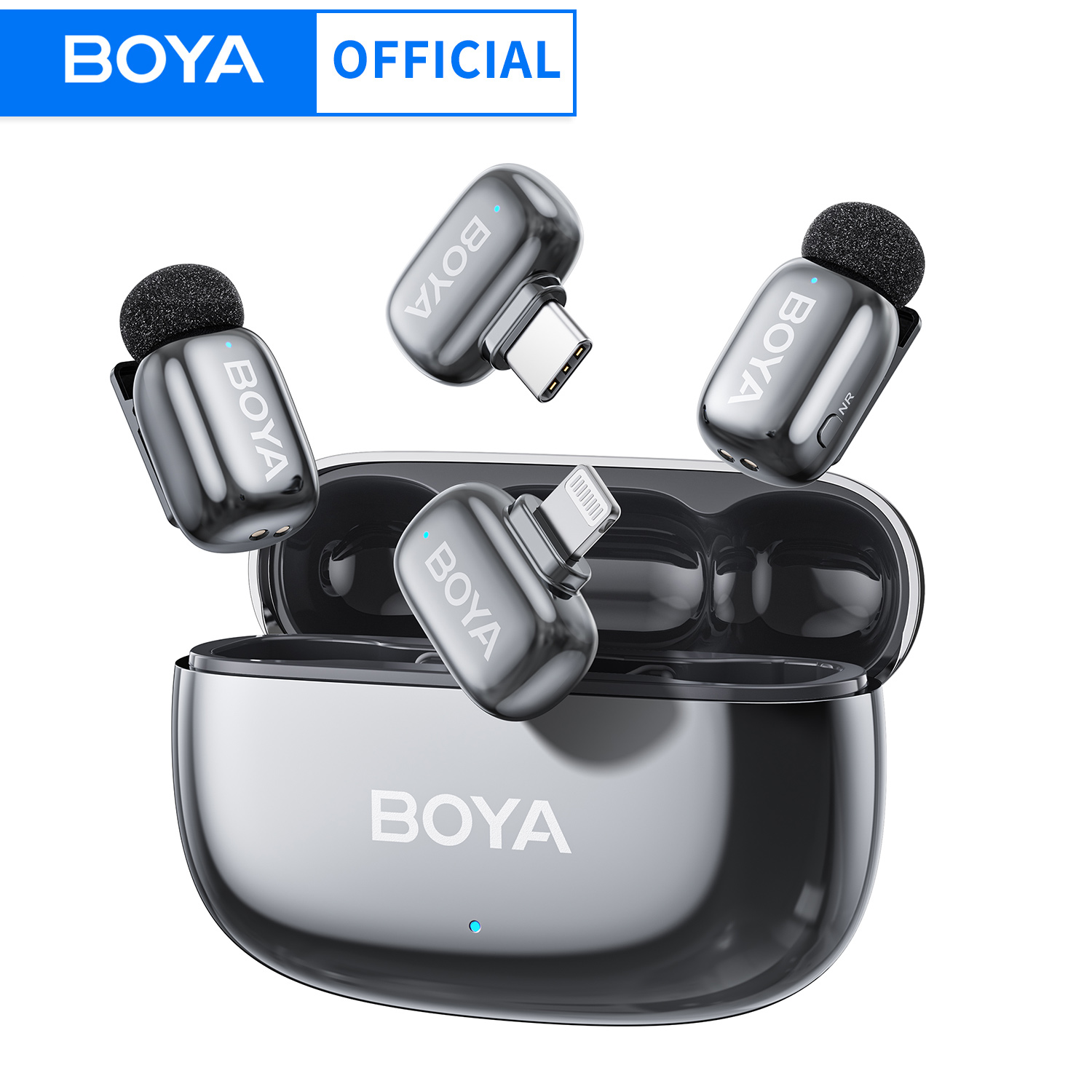ميكروفون BOYA Mini 2 لاسلكي Lavalier AI للحد من الضوضاء ميكروفون صغير لهاتف iPhone 6-14/15-17 USB-C وتسجيل فيديو للهاتف يعمل بنظام أندرويد