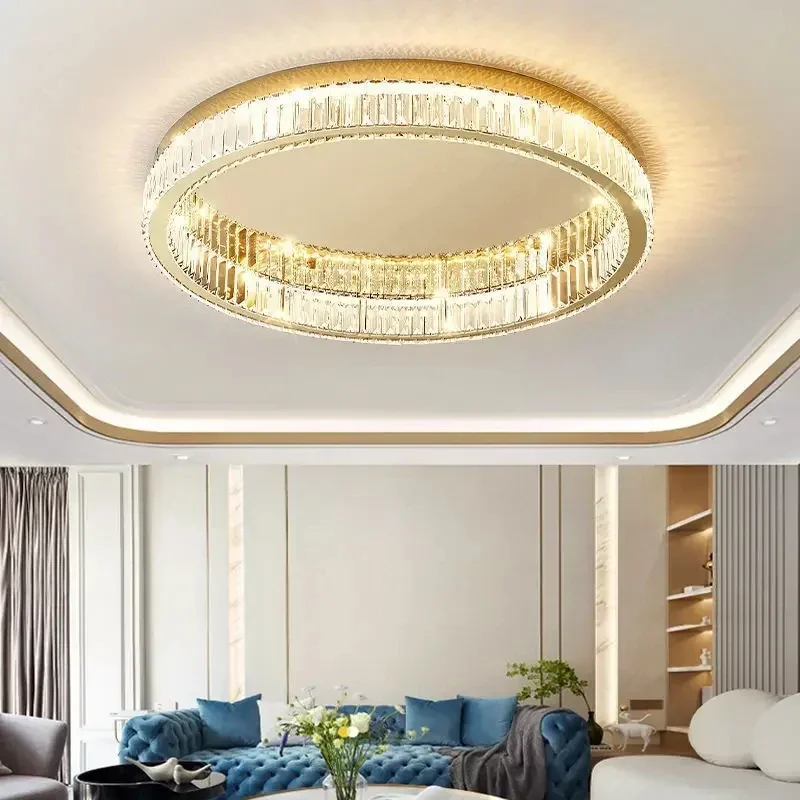 الإبداعية كريستال دائرة مصباح السقف LED الثريا غرفة المعيشة غرفة نوم دراسة ديكور المنزل الذهب الفضة بريق تركيبة إضاءة