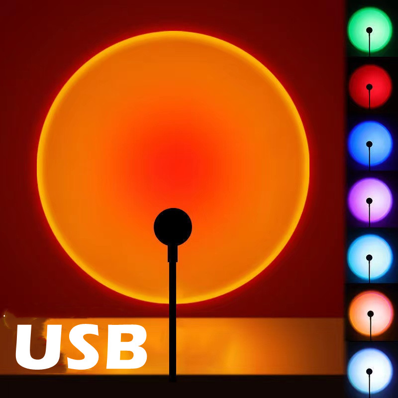 RnnTuu Led USB غروب الشمس مصباح العارض ديكور المنزل ضوء الليل المحمولة المزاج ضوء لغرفة المعيشة جدار التصوير أضواء النيون