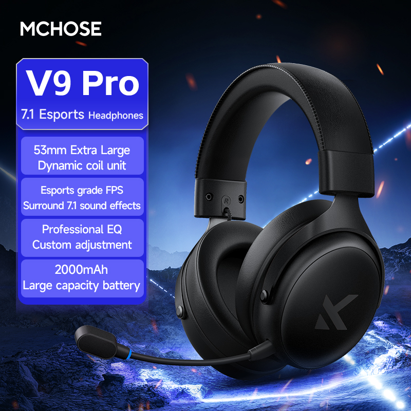 سماعة رأس MCHOSE V9 Pro مع ميكروفون بثلاثة أوضاع بلوتوث لاسلكية للكمبيوتر ملحقات سماعات ألعاب الكمبيوتر V9 Pro MCHOSE