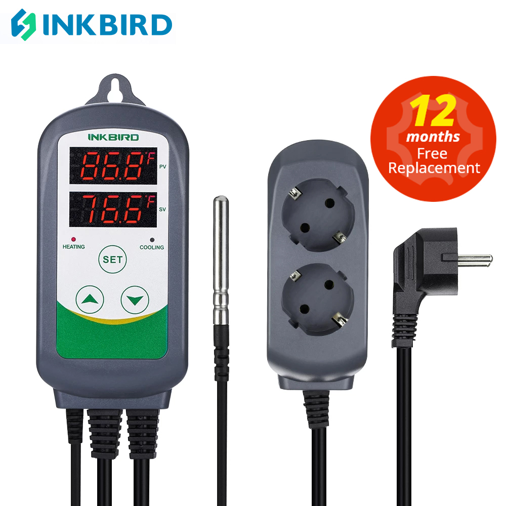 INKBIRD ITC-308 جهاز تحكم في درجة الحرارة المزدوج للتدفئة والتبريد ، كاربوي ، ферментر ، محكم درجات حرارة البيت الزجاجي الترباريوم