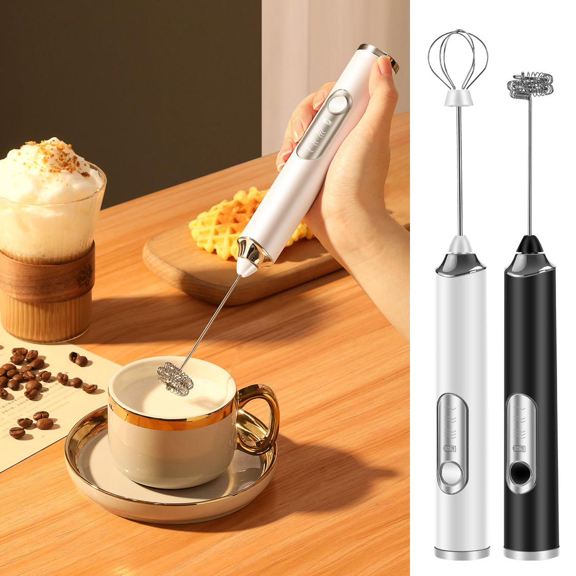 عالية الجودة اللاسلكية الكهربائية الحليب Frother خفقت خافق البيض USB قابلة للشحن يده خلاط القهوة الحليب شاكر خلاط رغوة