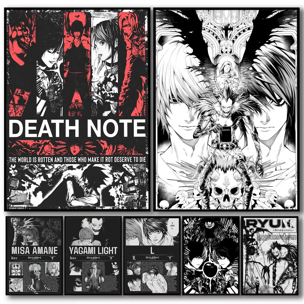 فن الأنمي D-Death note لوحة فن الخط على قماش قطن عالي الجودة بوستر جداري فنية للغرفة المعيشة مقهى القهوة الحديثة