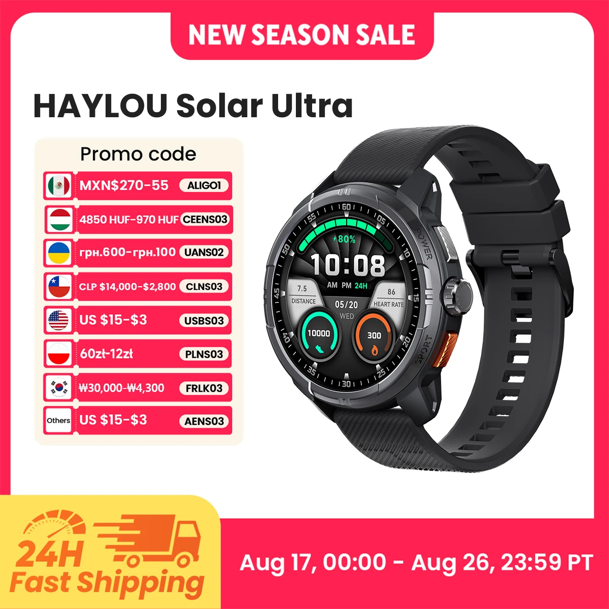 ساعة ذكية HAYLOU Solar Ultra GPS بشاشة AMOLED مقاس 1.6 بوصة، مقاومة للماء 5ATM، مزودة بنظام GPS مدمج، مكالمات هاتفية عبر البلوتوث، ساعة ذكية رياضية