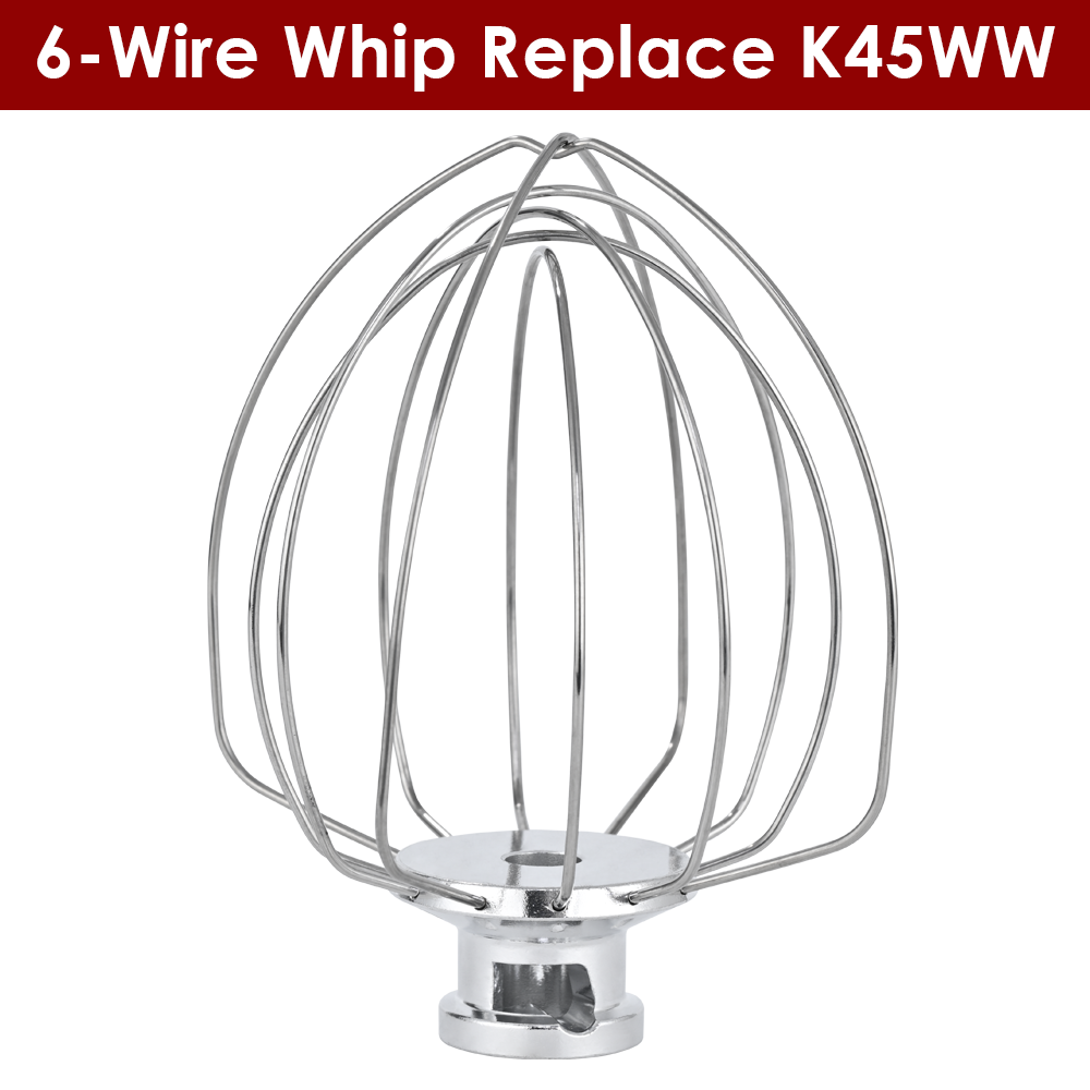 سوط أسلاك فولاذية K45WW لخلاط رأس مائل من سلسلة KitchenAid Artisan 4.5 و5 كوارت وعاء 6 أسلاك