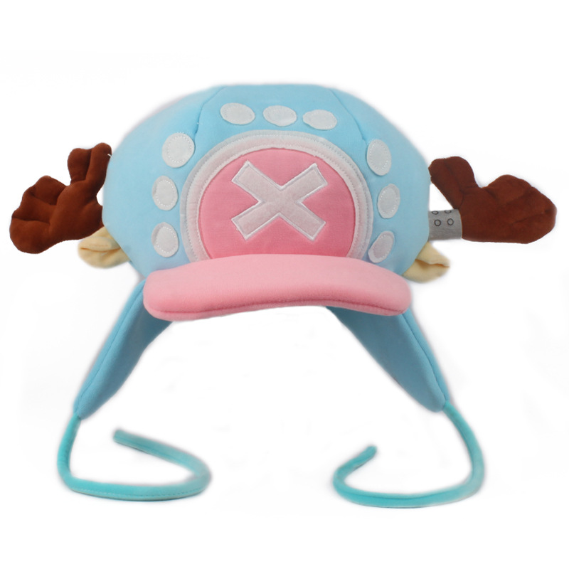 أنيمي توني توني المروحية أفخم قبعة Kawaii لطيف صبي فتاة تأثيري الأزرق الوردي لينة قبعة تدفئة الكرتون المروحية اكسسوارات الدعائم
