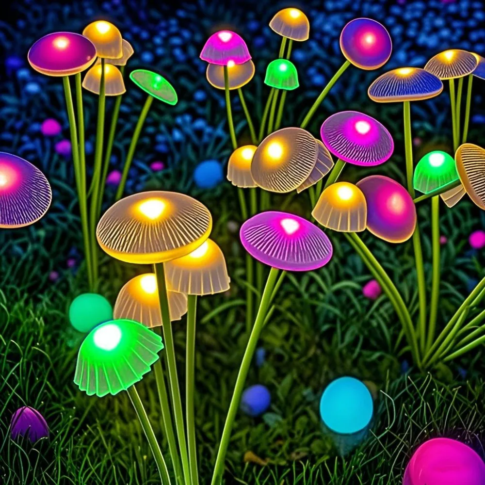 أضواء الحديقة الشمسية وضع مزدوج LED أضواء الفطر الشمسية للماء ديكور ساحة فناء مسار قنديل البحر لأجواء الحديقة