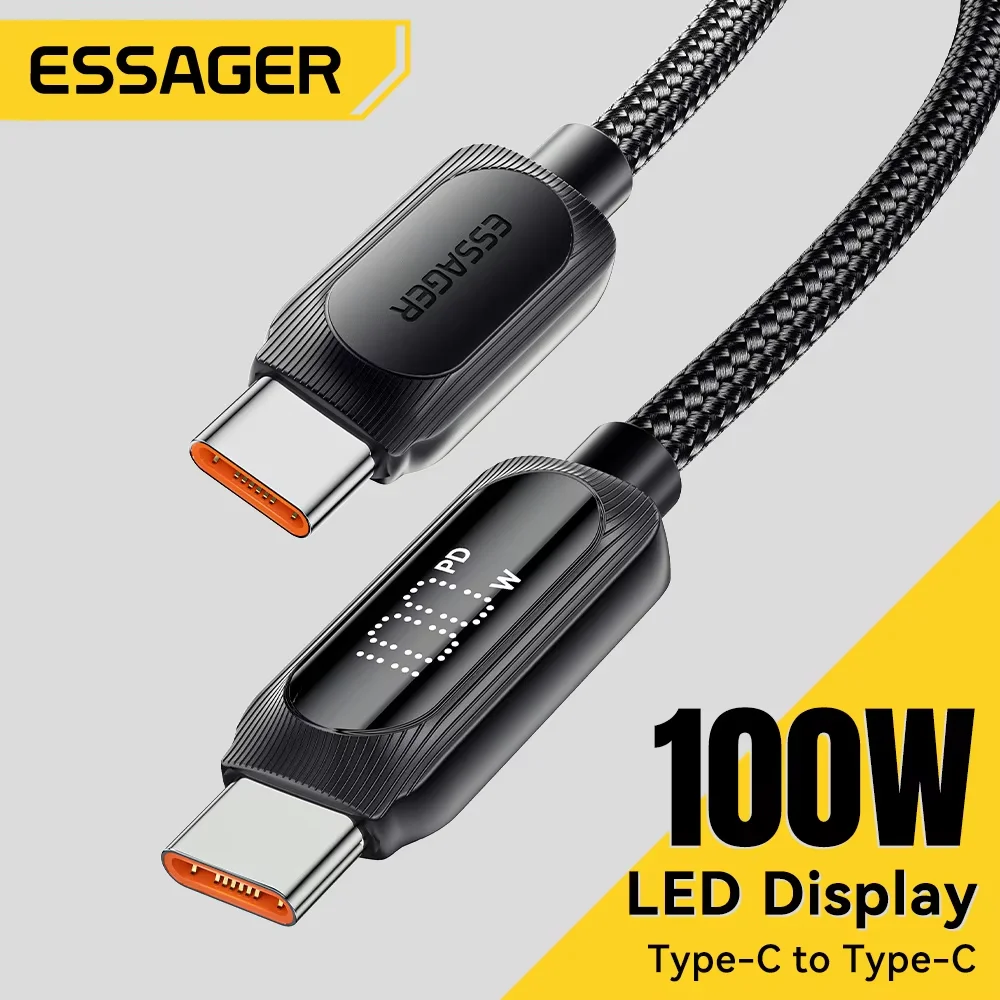 Essager USB نوع C إلى USB C كابل 100 واط 5A PD شحن سريع سلك الحبل لماك بوك Xiaomi سامسونج نوع-C كابل العرض الرقمي 3M