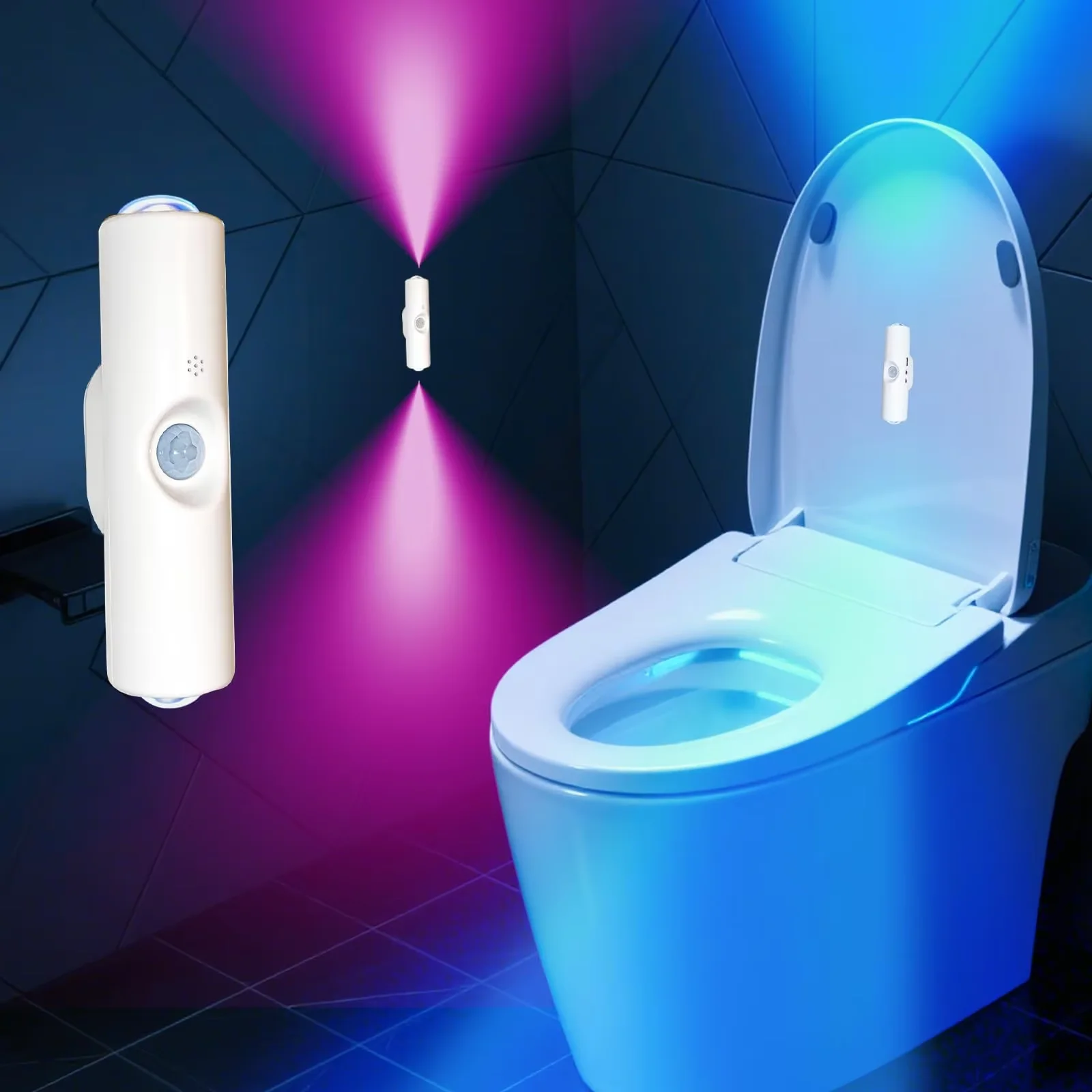 ضوء جداري ذكي RGB مزدوج الرأس مع مستشعر حركة، إضاءة ليلية مغناطيسية قابلة لإعادة الشحن، كشاف للغرف والخزائن والحدائق وديكور الغرف
