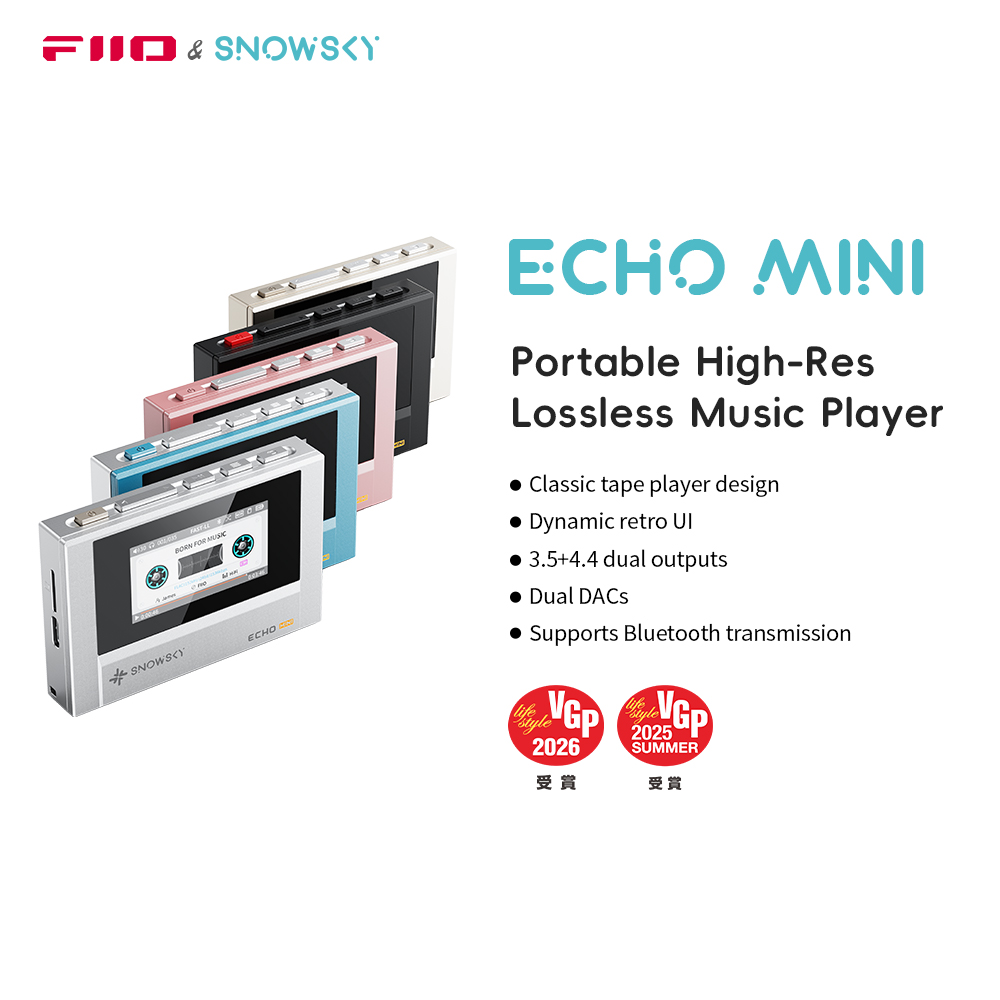 مشغل موسيقى نقي SnowSky/FiiO Echo Mini HiFi Bluetooth MP3، تشغيل 15 ساعة، مخرج سماعات الرأس 3.5 مم/4.4 مم
